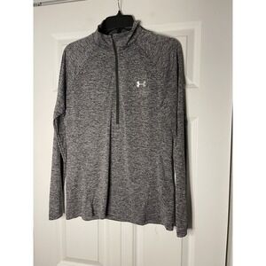 Under armour loose heat gear half zip Athletic Pullover Top large black gray